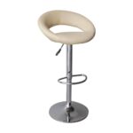 BELT Σκαμπό BAR με Πλάτη, Βάση Χρώμιο, PU Μπεζ, Ρύθμιση Ύψους, Περιστρεφόμενο 54x49x61/82-82/103cm - Image 2