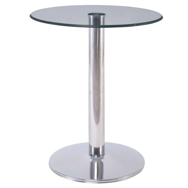 BITT Βοηθητικό Τραπεζάκι Σαλονιού - Καθιστικού Χρώμιο - Γυαλί Clear Φ60cm H.72cm - Image 2