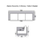 ALAMO Καναπές Σαλονιού Καθιστικού 3Θέσιος - PU Μαύρο 199x85x82cm - Image 6