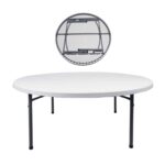 BLOW Τραπέζι Συνεδρίου - Catering Πτυσσόμενο, Μέταλλο Βαφή Γκρι, HDPE Άσπρο 55mm Φ180cm H.74cm - Image 2