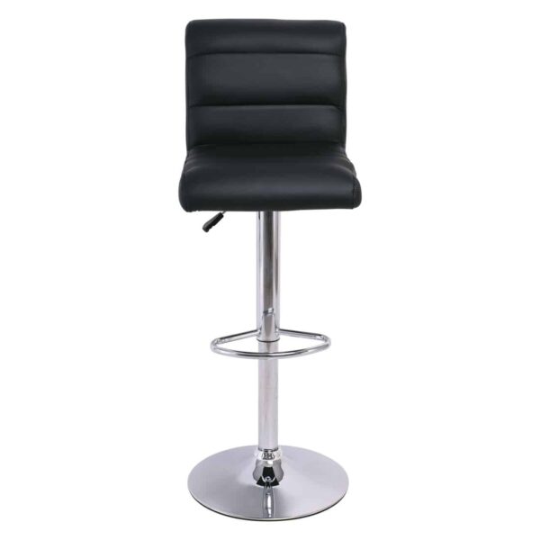 DYLAN Σκαμπό BAR με Πλάτη, Χρώμιο, Pu Μαύρο, Ρυθμιζόμενο Ύψος, Περιστρεφόμενο 40x52x63/97-84/118cm - Image 3