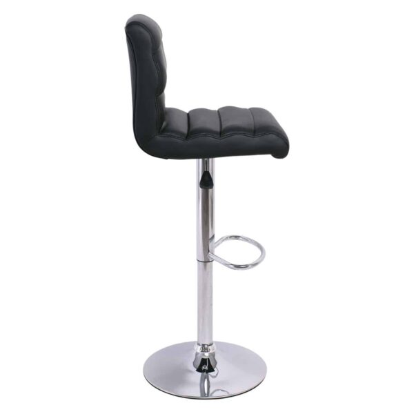 DYLAN Σκαμπό BAR με Πλάτη, Χρώμιο, Pu Μαύρο, Ρυθμιζόμενο Ύψος, Περιστρεφόμενο 40x52x63/97-84/118cm - Image 4