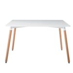 ART Τραπέζι Τραπεζαρίας Κουζίνας, Άσπρο MDF, Πόδια Οξιά Φυσικό 120x80x73cm - Image 3
