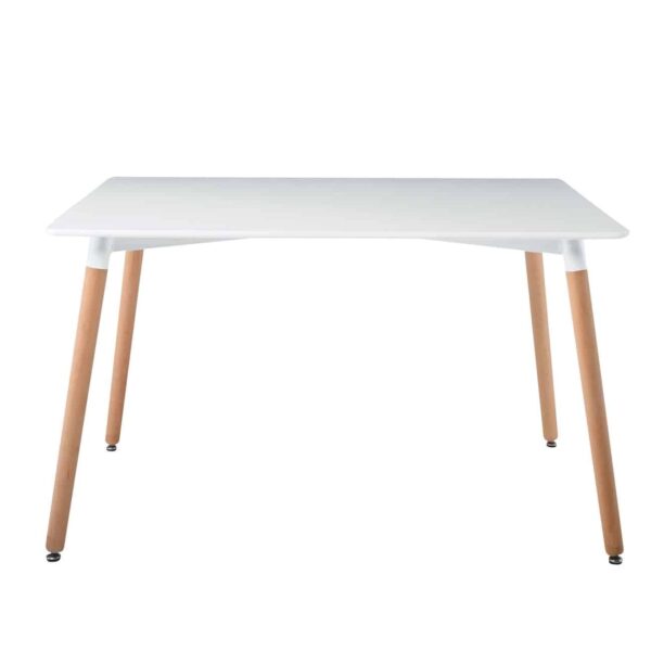 ART Τραπέζι Τραπεζαρίας Κουζίνας, Άσπρο MDF, Πόδια Οξιά Φυσικό 120x80x73cm - Image 3