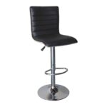 ALFI Σκαμπό BAR με Πλάτη, Βάση Χρώμιο, PU Μαύρο, Ρύθμιση Ύψους, Περιστρεφόμενο 41x50x59/94-80/115cm - Image 2