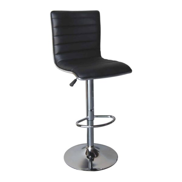 ALFI Σκαμπό BAR με Πλάτη, Βάση Χρώμιο, PU Μαύρο, Ρύθμιση Ύψους, Περιστρεφόμενο 41x50x59/94-80/115cm - Image 2
