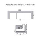 ASHLEY Καναπές Σαλονιού - Καθιστικού 3Θέσιος, Ύφασμα Μπεζ 198x80x88cm - Image 3