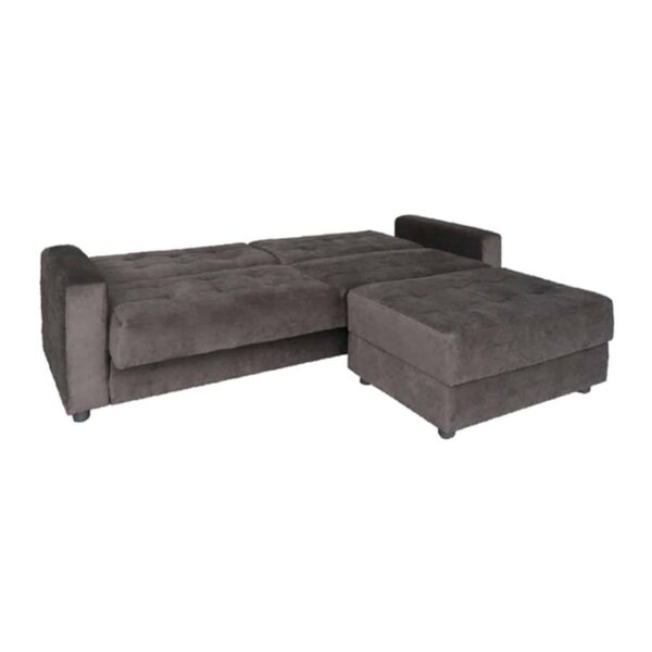 JACKSON Καναπές - Κρεβάτι και Σκαμπό με Χώρους Αποθήκευσης, Ύφασμα Grey Brown 193x141x81 H.77 Bed:101x166x40 - Image 4