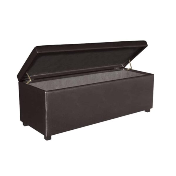 DENISE Σκαμπό Αποθηκευτικό - Ταμπουρέ, PU Σκούρο Καφέ 113x43x45cm - Image 3