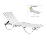 CRETA Ξαπλώστρα Αλουμινίου Textilene Άσπρο, Στοιβαζόμενη 60x197x30cm Προφίλ 25x25x1,5mm - Image 2