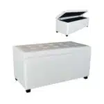 DENISE Σκαμπό με Αποθηκευτικό Χώρο - Ταμπουρέ, PU Εκρού 88x43x45cm - Image 2