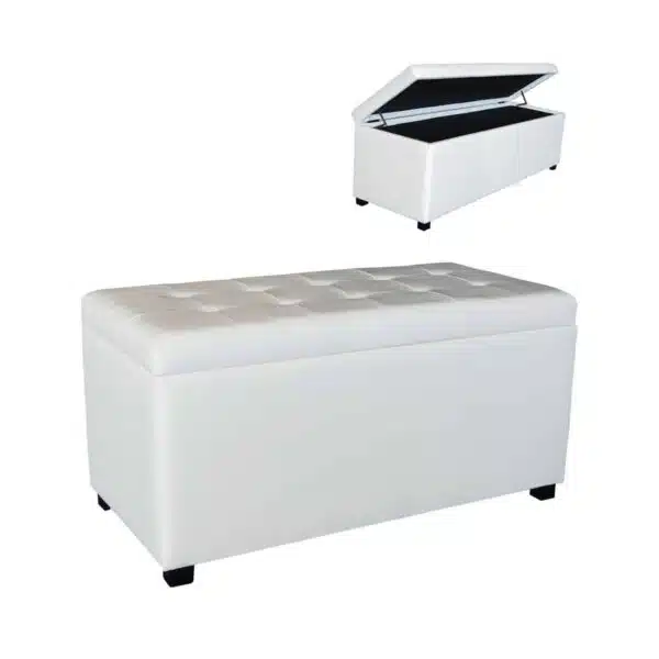 DENISE Σκαμπό με Αποθηκευτικό Χώρο - Ταμπουρέ, PU Εκρού 88x43x45cm - Image 2