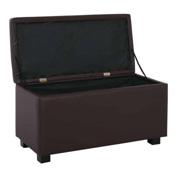 DENISE Σκαμπο με Αποθηκευτικό Χώρο - Ταμπουρέ, PU Σκούρο Καφέ 88x43x45cm - Image 3