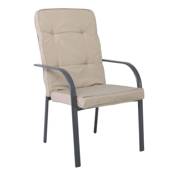 ASTOR Πολυθρόνα Κήπου - Βεράντας, Μέταλλο Βαφή Ανθρακί, Μαξιλάρι Μπεζ 60x77x104cm - Image 2