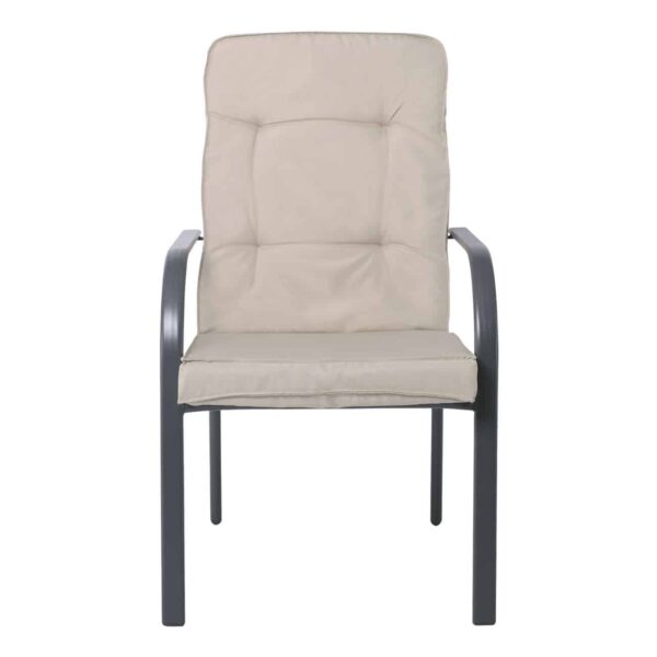 ASTOR Πολυθρόνα Κήπου - Βεράντας, Μέταλλο Βαφή Ανθρακί, Μαξιλάρι Μπεζ 60x77x104cm - Image 5