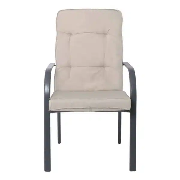 ASTOR Πολυθρόνα Κήπου - Βεράντας, Μέταλλο Βαφή Ανθρακί, Μαξιλάρι Μπεζ 60x77x104cm - Image 5