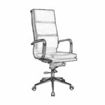 BF4800 Πολυθρόνα Διευθυντή Μέταλλο Χρώμιο - PU Άσπρο 55x66x116/126cm - Image 3