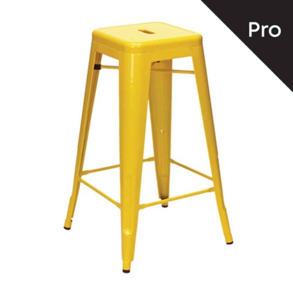 RELIX Σκαμπό Bar-Pro, Στοιβαζόμενο, Μέταλλο Βαφή Κίτρινο 43x43 H.76cm - Image 2