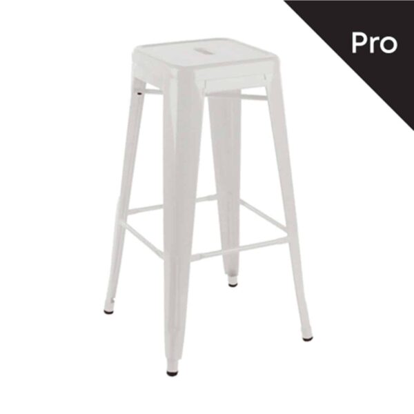 RELIX Σκαμπό Bar-Pro, Στοιβαζόμενο, Μέταλλο Βαφή Άσπρο 43x43 H.76cm - Image 2