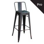 RELIX Σκαμπό Bar-Pro με Πλάτη, Μέταλλο Βαφή Antique Black 43x43x76/100cm - Image 2