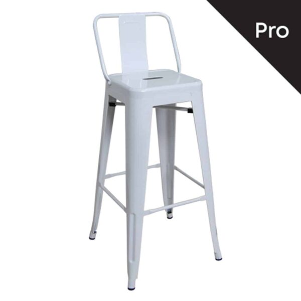 RELIX Σκαμπό Bar-Pro με Πλάτη, Μέταλλο Βαφή  Άσπρο 43x43x76/100cm - Image 2