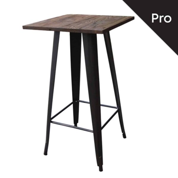 RELIX Wood Τραπέζι Bar-Pro, Μέταλλο Βαφή Antique Black, Απόχρωση Ξύλου Dark Oak 60x60x102cm - Image 2