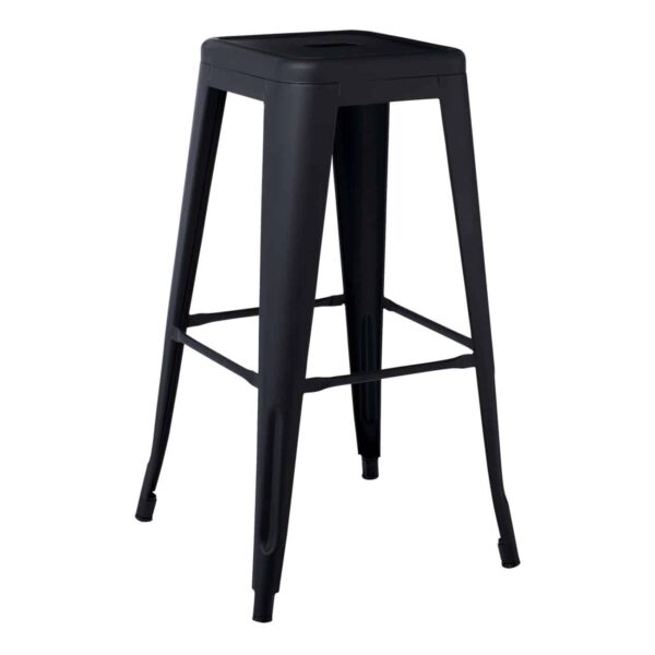 RELIX Σκαμπό Bar Στοιβαζόμενο, Μέταλλο Βαφή Μαύρο Extra Matte 42x42 H.76cm - Image 2