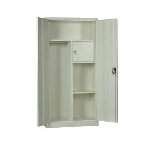 ΝΤΟΥΛΑΠΑ Δίφυλλη - Εσωτερικό Ντουλάπι, 3 Ράφια, Θέσεις για Κρεμάστρες, Μέταλλο Βαφή Άσπρο 90x45x185cm - Image 3