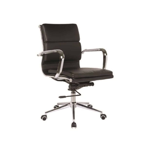 BF4801 Πολυθρόνα Γραφείου Μέταλλο Χρώμιο, PU Μαύρο 55x63x95/105cm - Image 2