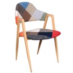 DELTA Πολυθρόνα Μέταλλο Βαφή Φυσικό, Ύφασμα Patchwork 50x55x80cm - Image 2