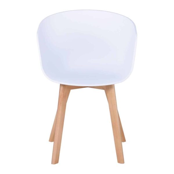 OPTIM Πολυθρόνα Ξύλινο Πόδι Οξιά Φυσικό, PP Άσπρο 54x51x79cm - Image 3