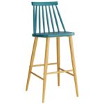 LAVIDA Σκαμπό BAR με Πλάτη, Μέταλλο Βαφή Φυσικό, PP Μπλε 43x49x76/107cm - Image 2