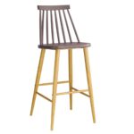 LAVIDA Σκαμπό BAR με Πλάτη, Μέταλλο Βαφή Φυσικό, PP Απόχρωση Sand Beige 43x49x76/107cm - Image 2