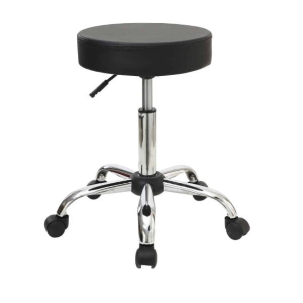 GLORY Σκαμπό, Βάση Χρώμιο, PU Μαύρο, Ρυθμιζόμενο Ύψος, Περιστρεφόμενο, Τροχήλατο Φ35 H.51/67cm - Image 2