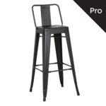 RELIX Σκαμπό Bar-Pro με Πλάτη, Μέταλλο Βαφή Μαύρο Matte 43x43x76/100cm - Image 2
