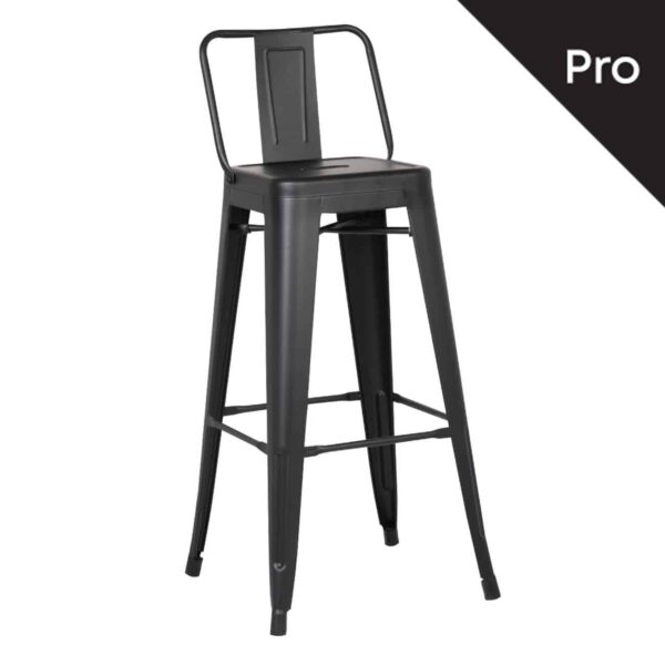 RELIX Σκαμπό Bar-Pro με Πλάτη, Μέταλλο Βαφή Μαύρο Matte 43x43x76/100cm - Image 2