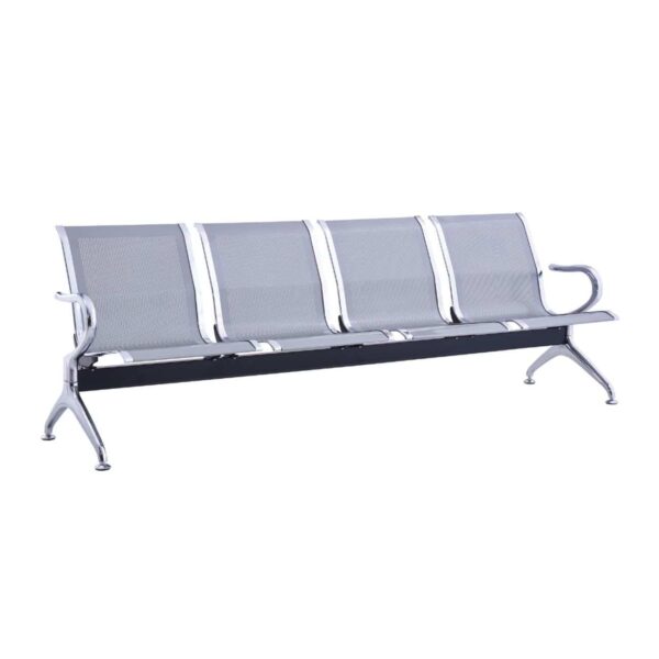Κάθισμα Αναμονής - Υποδοχής 4 Θέσεων, Μέταλλο Χρώμιο Mesh Γκρι 237x58x77cm - Image 2