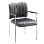 DENIM Πολυθρόνα Γραφείου Επισκέπτη Χρώμιο, Pu Μαύρο 57x60x83cm - Image 2