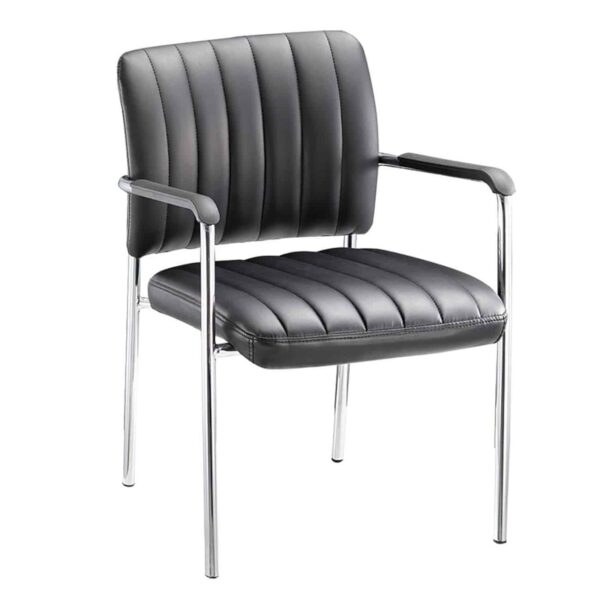DENIM Πολυθρόνα Γραφείου Επισκέπτη Χρώμιο, Pu Μαύρο 57x60x83cm - Image 2