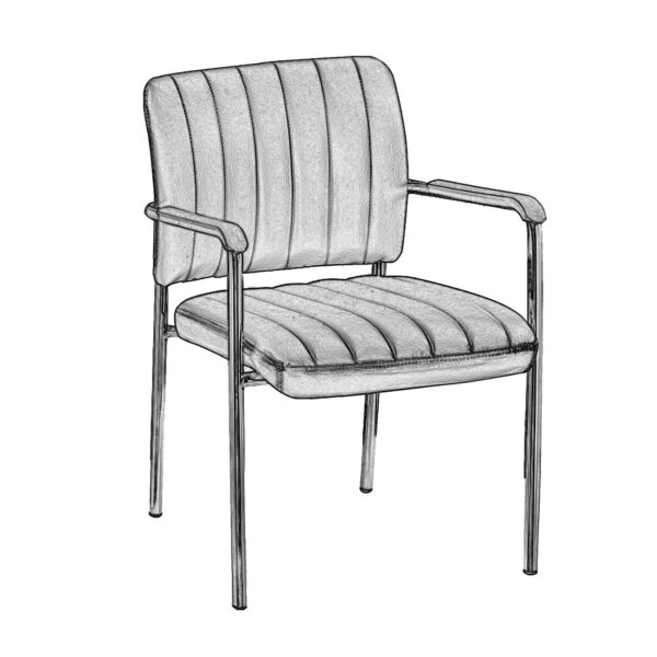 DENIM Πολυθρόνα Γραφείου Επισκέπτη Χρώμιο, Pu Μαύρο 57x60x83cm - Image 3