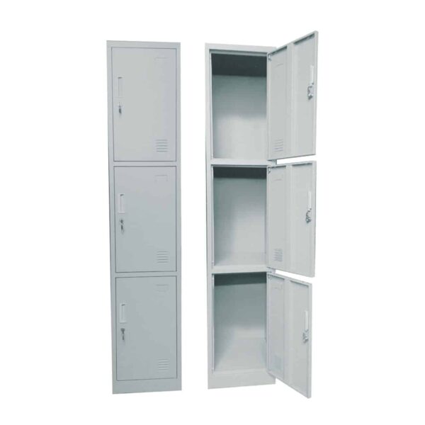 LOCKER 3 Θέσεων Μέταλλο Βαφή Γκρι 38x45x185cm - Image 2