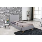 MORISSON Κρεβάτι Μονό, για Στρώμα 90x190cm, Ύφασμα Ανοιχτό Γκρι 101x206x110cm - Image 2