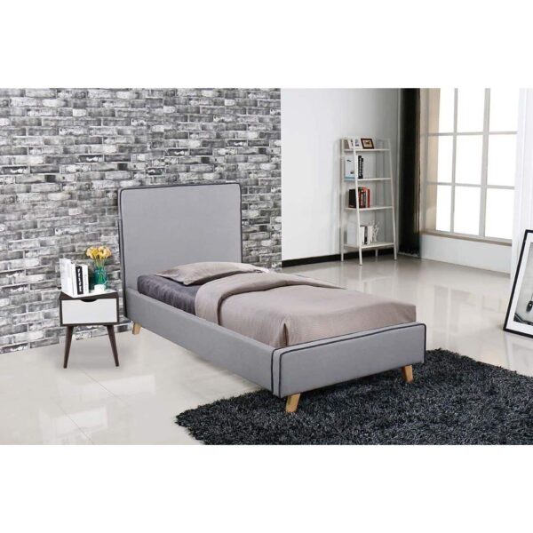 MORISSON Κρεβάτι Μονό, για Στρώμα 90x190cm, Ύφασμα Ανοιχτό Γκρι 101x206x110cm - Image 2