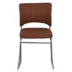 VENUS Καρέκλα Γραφείου Επισκέπτη, Στοιβαζόμενη Μέταλλο Χρώμιο, Pu Καφέ 52x52x83cm - Image 3