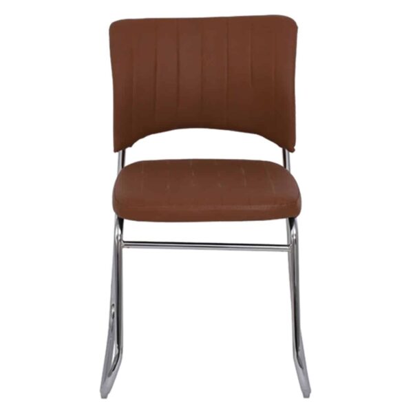 VENUS Καρέκλα Γραφείου Επισκέπτη, Στοιβαζόμενη Μέταλλο Χρώμιο, Pu Καφέ 52x52x83cm - Image 3