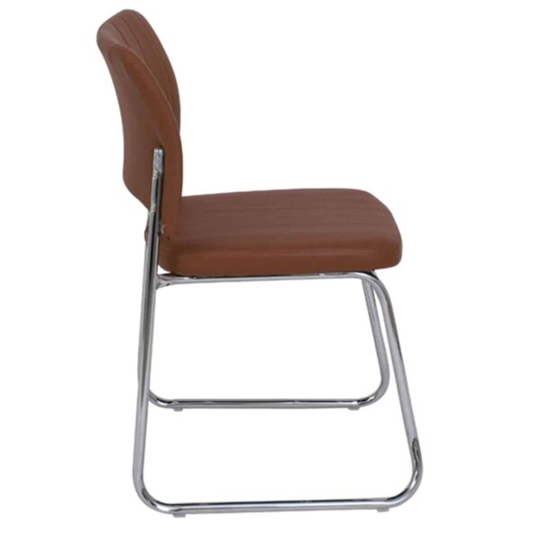 VENUS Καρέκλα Γραφείου Επισκέπτη, Στοιβαζόμενη Μέταλλο Χρώμιο, Pu Καφέ 52x52x83cm - Image 4