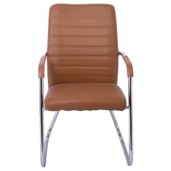 COLLET Πολυθρόνα Γραφείου Επισκέπτη Μέταλλο Χρώμιο, Pu Καφέ 54x60x96cm - Image 5