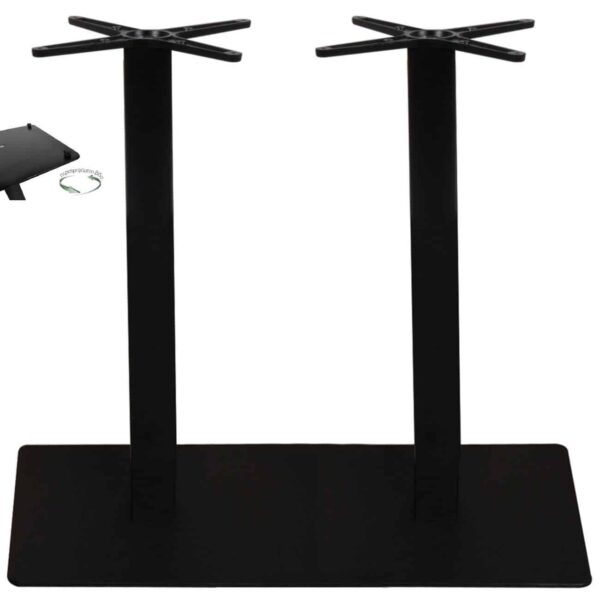 PRATO-R Βάση Τραπεζιού Μακρόστενη με ρεγουλατόρο Μέταλλο Βαφή Μαύρο (21,10kg) 70x40cm H.73cm - Image 2