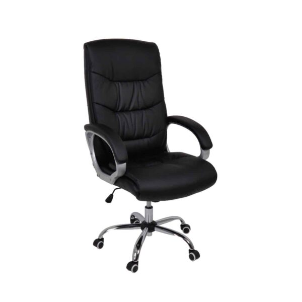 BF6400 Πολυθρόνα Διευθυντή Μέταλλο Χρώμιο, PU Μαύρο 64x66x110/118cm - Image 2