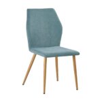 LETO Καρέκλα Τραπεζαρίας Κουζίνας, Μέταλλο Βαφή Φυσικό, Ύφασμα Βεραμάν 46x57x86cm - Image 2